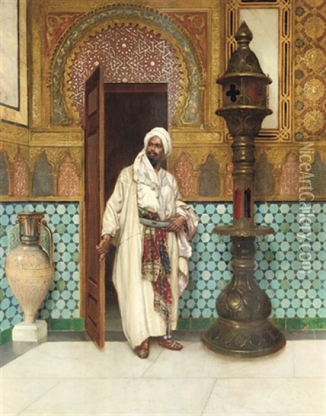 An Elegant Chieftain In His Palace Oil Painting - Rudolf Ernst