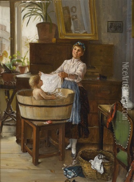 Grose Wasche Oil Painting - Hans Sellenati