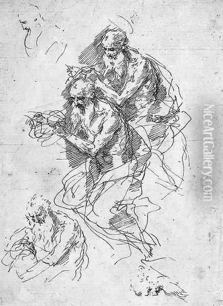 Three studies for a Saint Jerome, with two other heads Oil Painting - Donato Creti