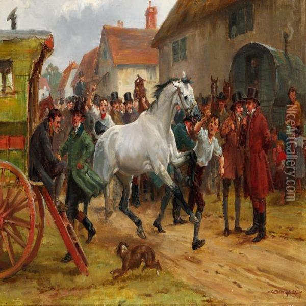 Horse Fair In England Oil Painting - George Goodwin Kilburne