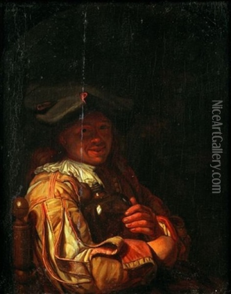 Portrait D'homme Tenant Un Flacon Oil Painting - Frans van Mieris the Younger