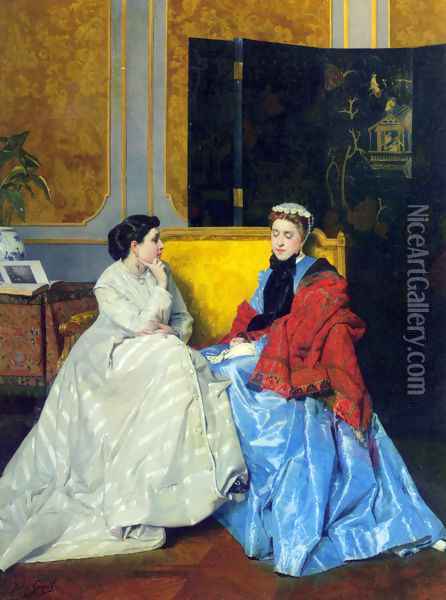 Confidences Oil Painting - Jules Adolphe Goupil