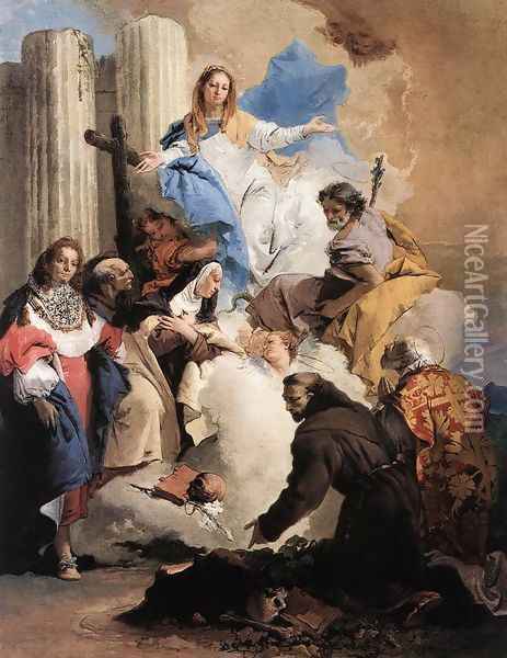 The Virgin with Six Saints 1737-40 Oil Painting - Giovanni Battista Tiepolo