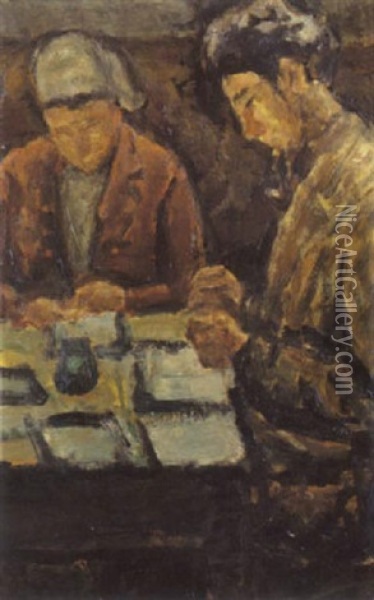 Personnages Dans Un Interieur Oil Painting - Romain Kramstyk