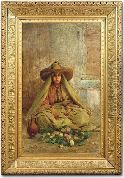 Venditrice Di Rose Oil Painting - Ferdinando Brambilla