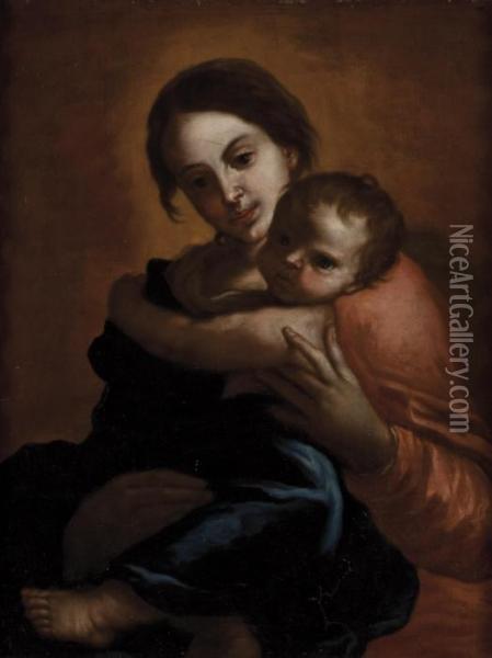 Madonna Con Bambino E San Giovannino Oil Painting - Giovanni Lanfranco