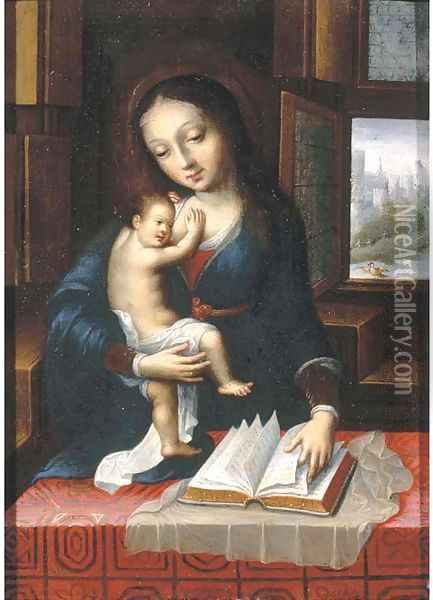 The Virgin and Child in an interior Oil Painting - Orley, Bernard van
