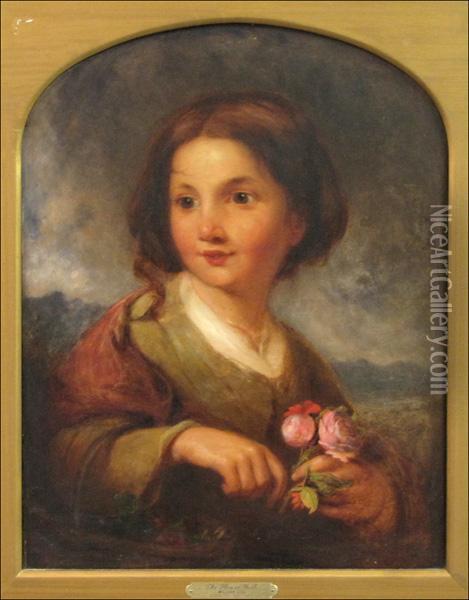 Theflower Girl Oil Painting - William Gill