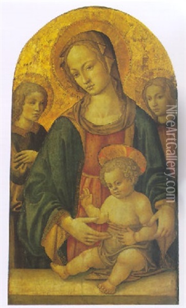 The Madonna And Child With Two Angels Oil Painting -  Master of San Miniato