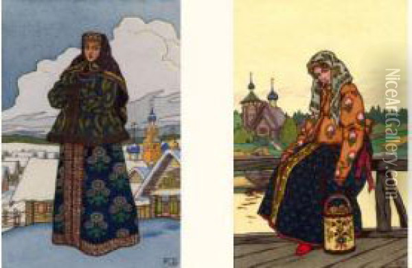 Russian Beauties Oil Painting - Boris Zvorykine