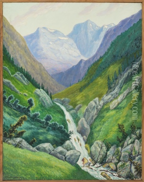 Paisaje De La Vall D'aran Oil Painting - Mariano Pidelaserra Brias