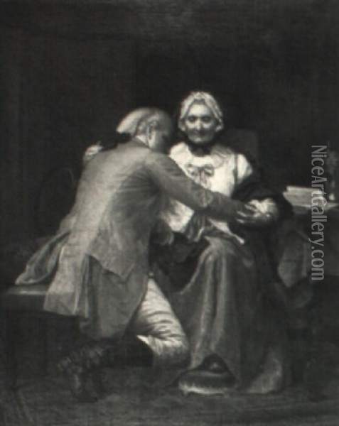 Washington Bidding Farewell To His Mother Oil Painting - Louis Marie Baader