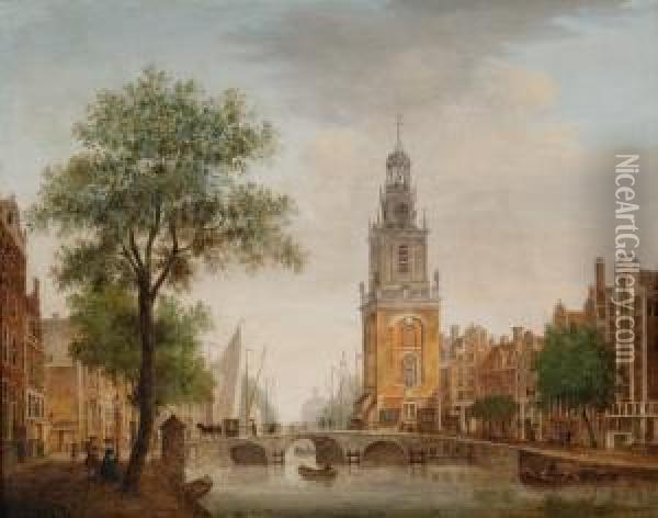 View Of The Janroodenpoort-tower In Amsterdam Oil Painting - Johannes Huibert Prins