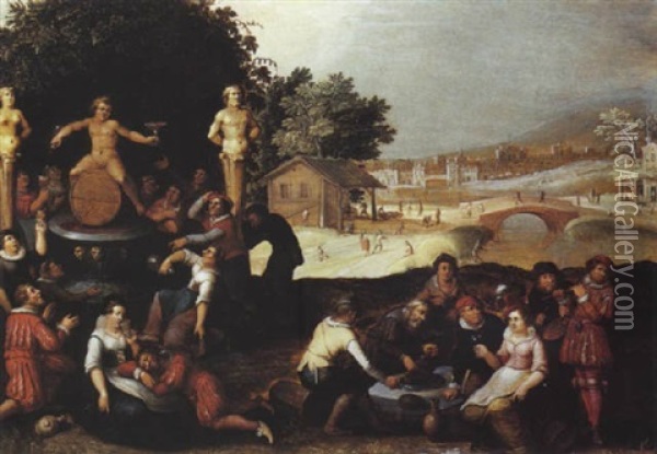 Scene De Bacchanale Oil Painting - Louis de Caullery