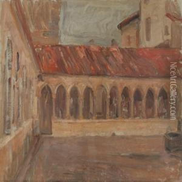 Scenery From Convent Courtyard Oil Painting - Carl Schou