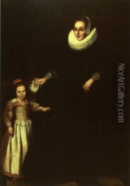 Portraits Of A Family Oil Painting - Thomas De Keyser