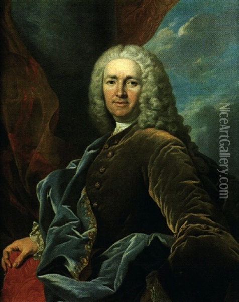Portrait D'homme A La Veste De Velours Oil Painting - Louis Michel van Loo