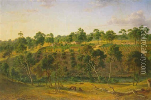 The Farm Of Mr. Perry On The Yarra Oil Painting - Eugen von Guerard
