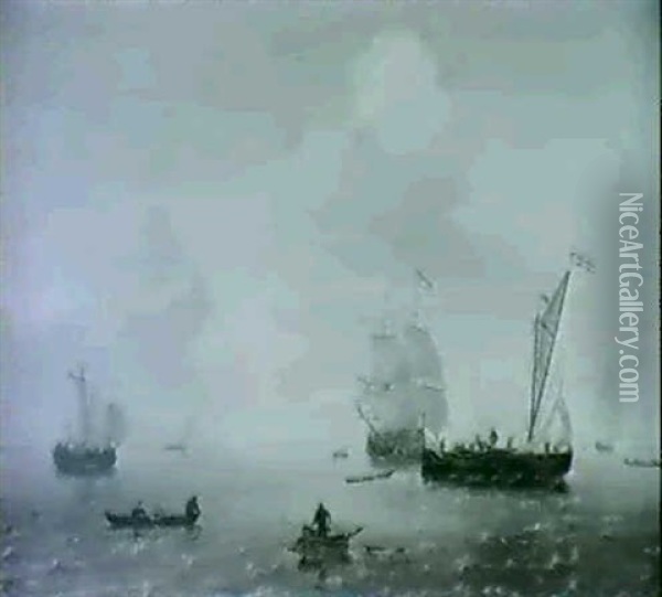 Shipping Off The Dutch Coast Oil Painting - Willem van Diest