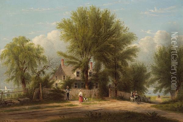 Hapelyea House: A Long Island Homestead Oil Painting - William Rickarby Miller