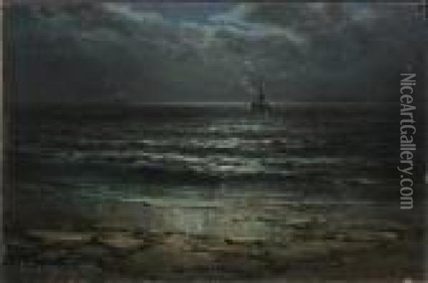 Sail And Steam By Moonlight 'g. Gregory 1886' Oil Painting - George Gregory
