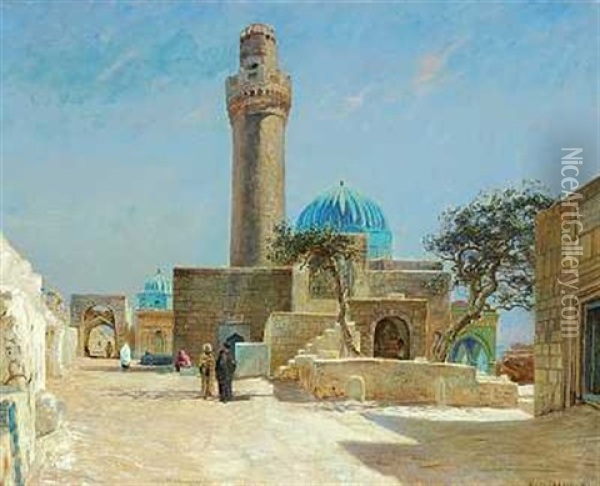 Parti Fra Kaukasus Med En Minaret I Shichowa Oil Painting - Olaf Viggo Peter Langer