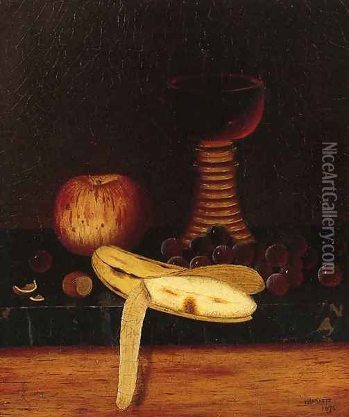 Still Life with Goblet, Fruit and Nuts Oil Painting - William Michael Harnett