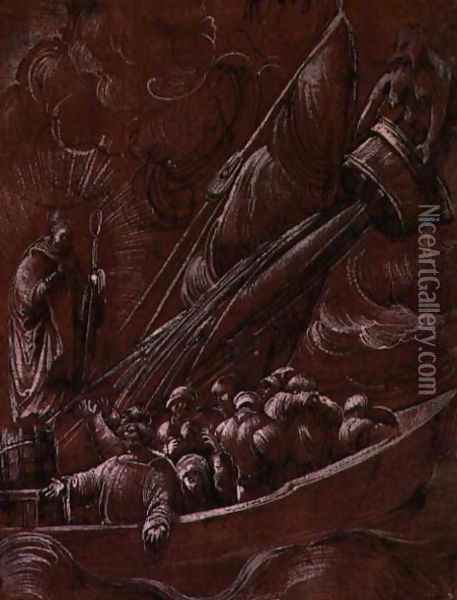 St. Nicholas of Bari rebuking the Tempest 1508 Oil Painting - Albrecht Altdorfer