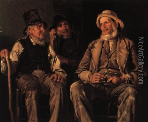 Three Old Codgers Oil Painting - John George Brown