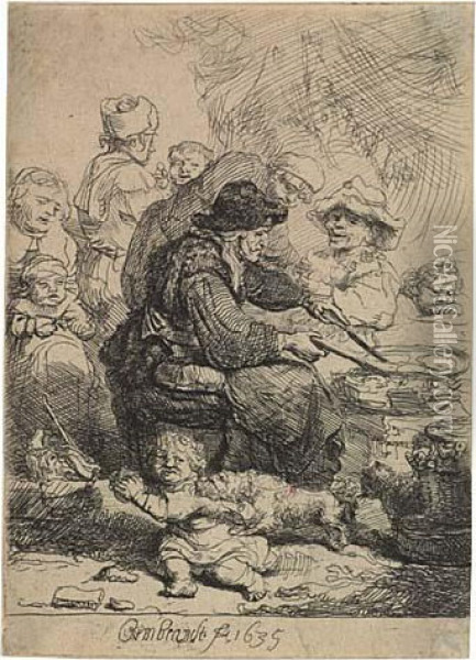 The Pancake Woman Oil Painting - Rembrandt Van Rijn