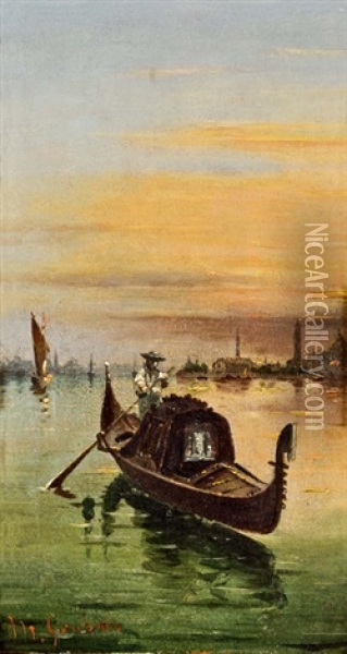 Gondoliere In Venedig Oil Painting - Marco Grubas