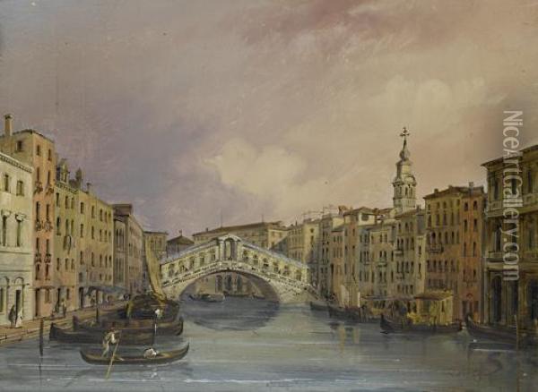 The Rialto Bridge Oil Painting - Carlo Grubacs