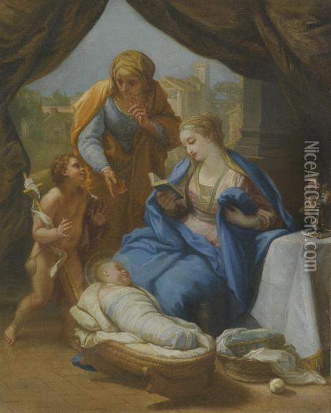 The Madonna And Child With The Infant Saint John The Baptist And Saint Anne Oil Painting - Benedetto Luti