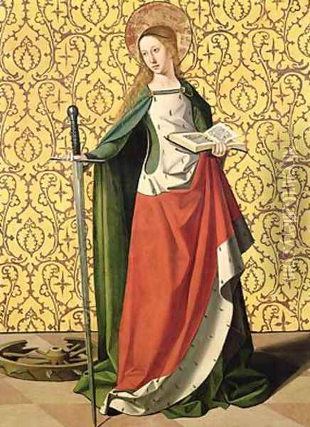 St Catherine of Alexandria Oil Painting - Josse Lieferinxe