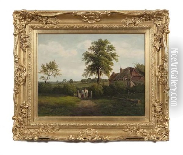 Landscape With Cottage, Marston Green Oil Painting - William P. Cartwright