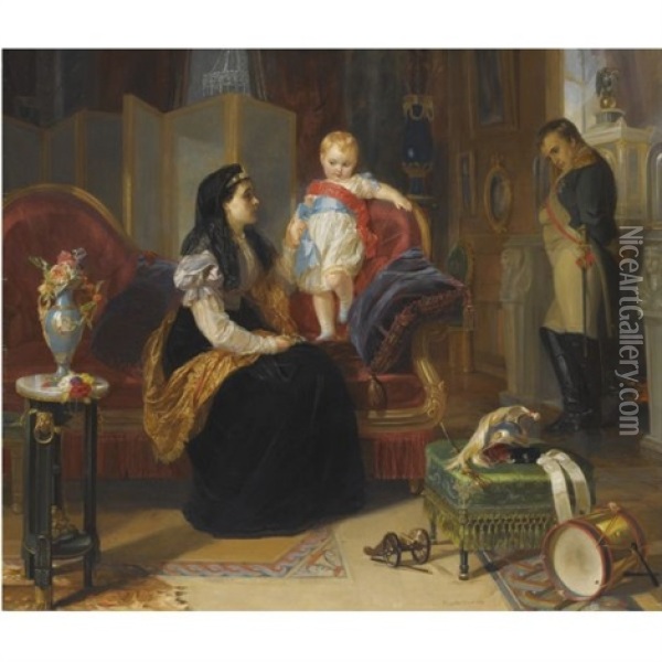 First Interview Of The Divorced Empress Josephine With The King Of Rome Oil Painting - Henrietta May Ada Ward
