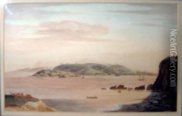 View From The East Hoe At Plymouth Oil Painting - J Norrington