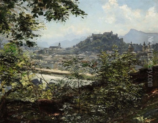 Blick Auf Salzburg Oil Painting - Leo Reiffenstein