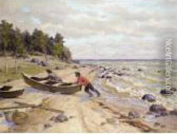 Volga Fishermen Oil Painting - Sergey Arsenievich Vinogradov
