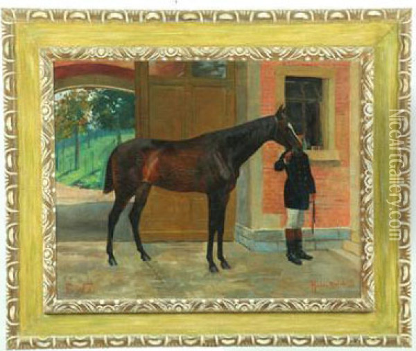 Racing Horse Oil Painting - Rubi March