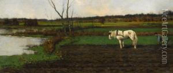 Tilling The Field Oil Painting - Louis Willem Van Soest