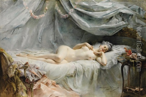 Le Sommeil De Manon Oil Painting - Madeleine Jeanne Lemaire