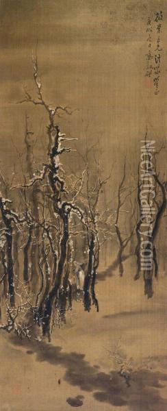 Gathering Wood After Snow Oil Painting - Gao Jianseng