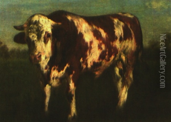 Stier Auf Sommerlicher Weide Oil Painting - Albert Heinrich Brendel