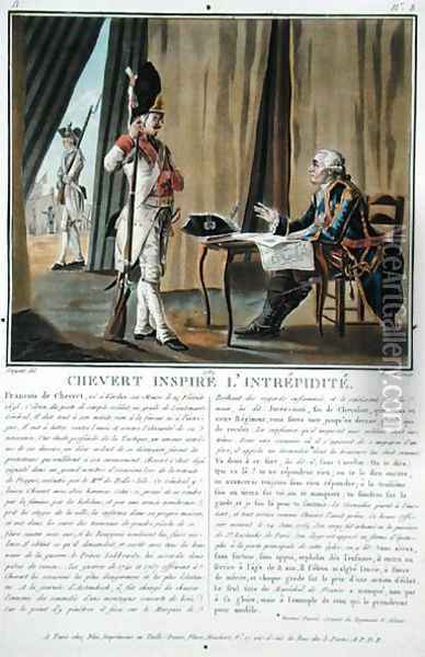 Francois Chevert 1695-1769 inspires courage, engraved by Jean Baptiste Morret fl.1790-1820, 1789 Oil Painting - Antoine Louis Francois Sergent-Marceau