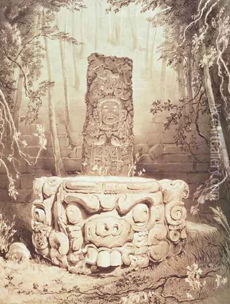 Mayan temple, Honduras Oil Painting - Frederick Catherwood