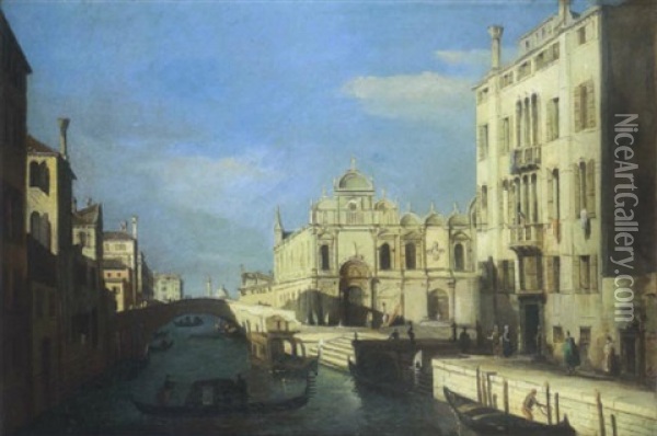 Vue Du Rio Dei Mendicanti Et De La Scuola San Marco Oil Painting - Bernardo Bellotto