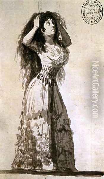 The Duchess of Alba Arranging Her Hair 2 Oil Painting - Francisco De Goya y Lucientes