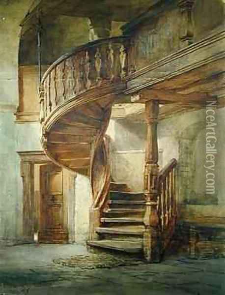 Spiral Staircase Limburg an der Lahn Oil Painting - Johann Martin Gensler