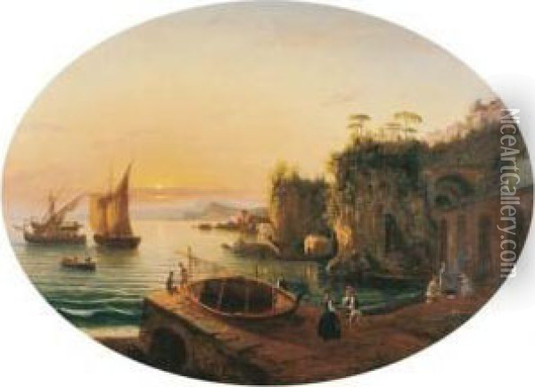 Port Of Sorrento Oil Painting - Virgil Williams